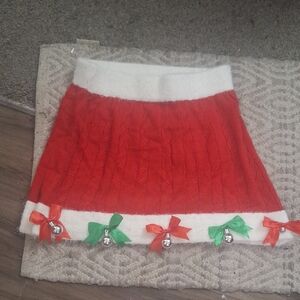 T.J.Maxx Red and White Mini Skirt with Green Bow Accents